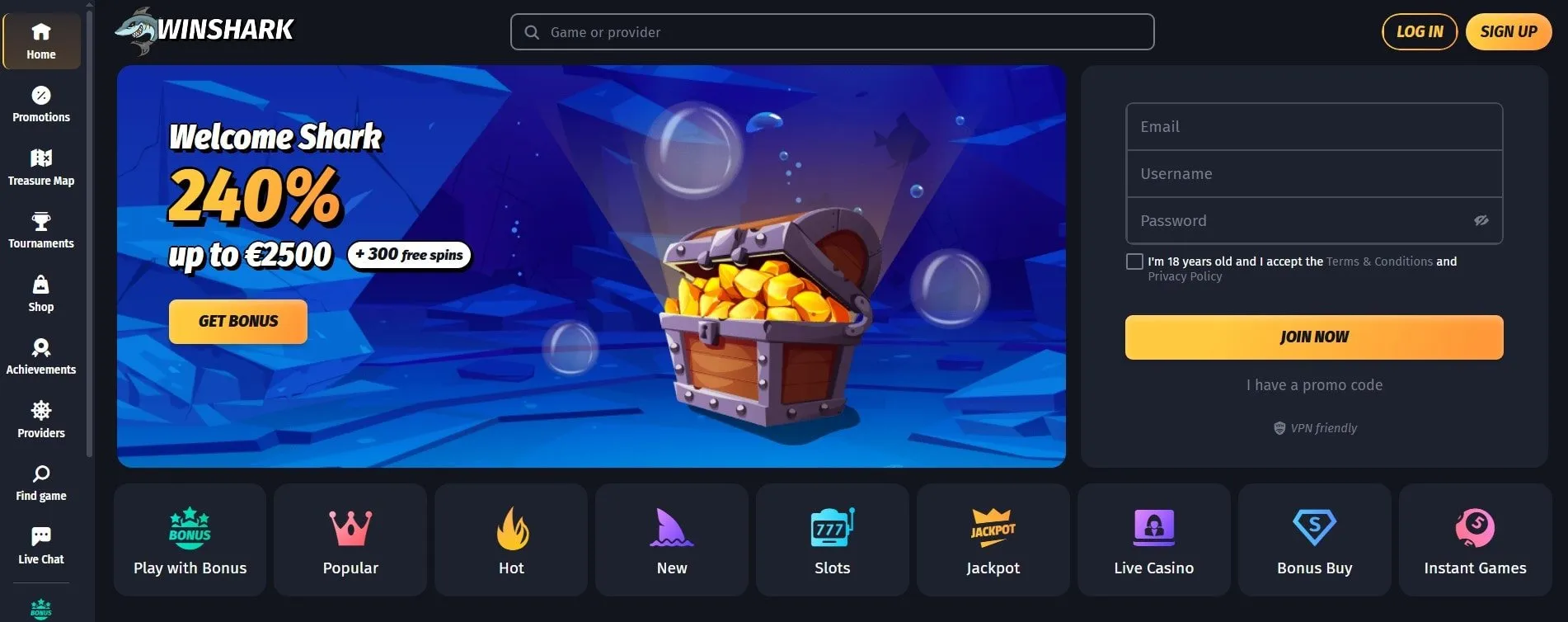 Winshark Online Casino mit Handyrechnung