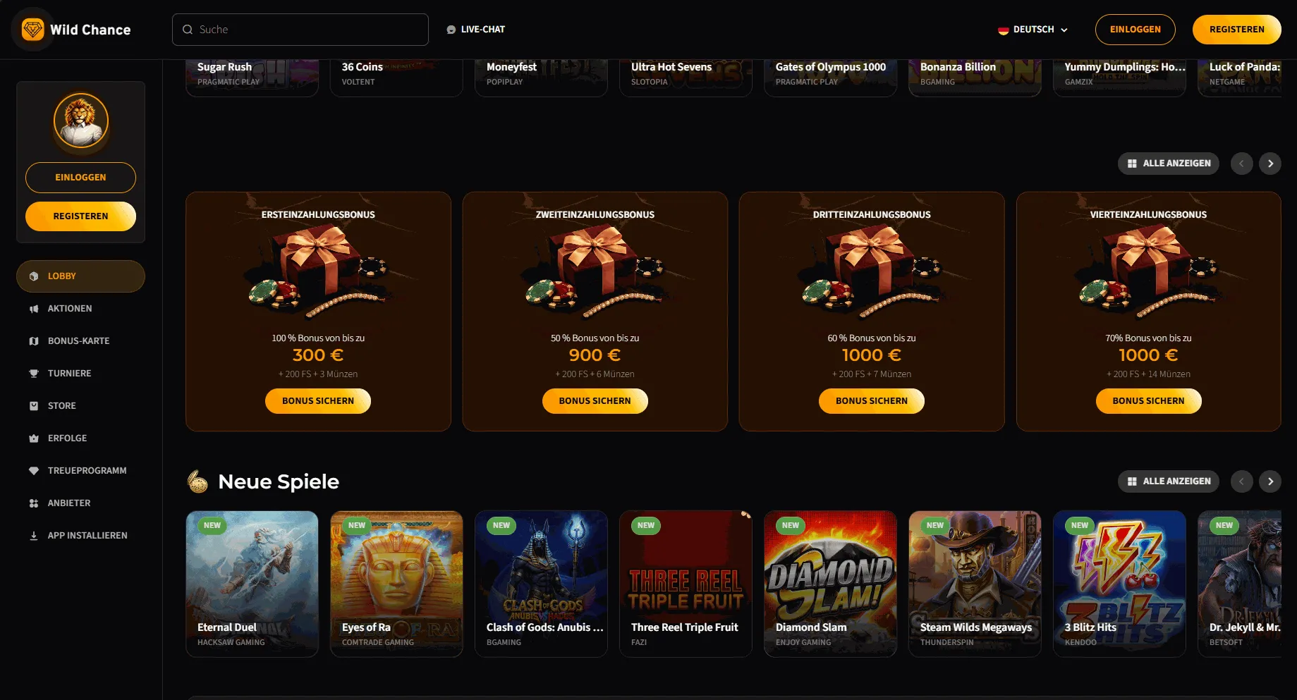 Wild Chance Online Casino ohne KYC