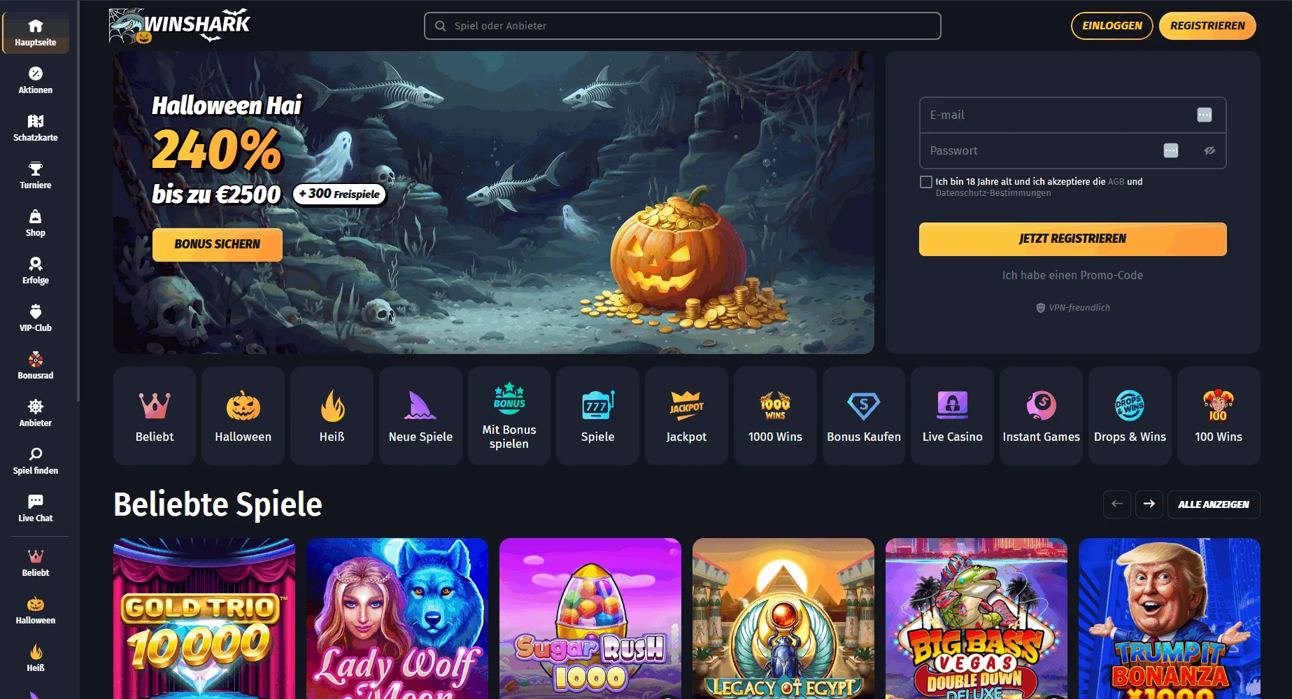 Winshark Online Casino mit EU-Lizenz Österreich
